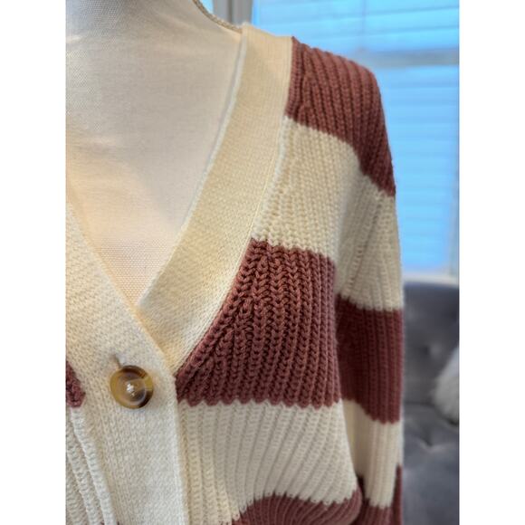 🧥SO soft bulky striped button down sweater cardigan Size Med 1-2 DAY QUICK SHIP - Picture 2 of 3